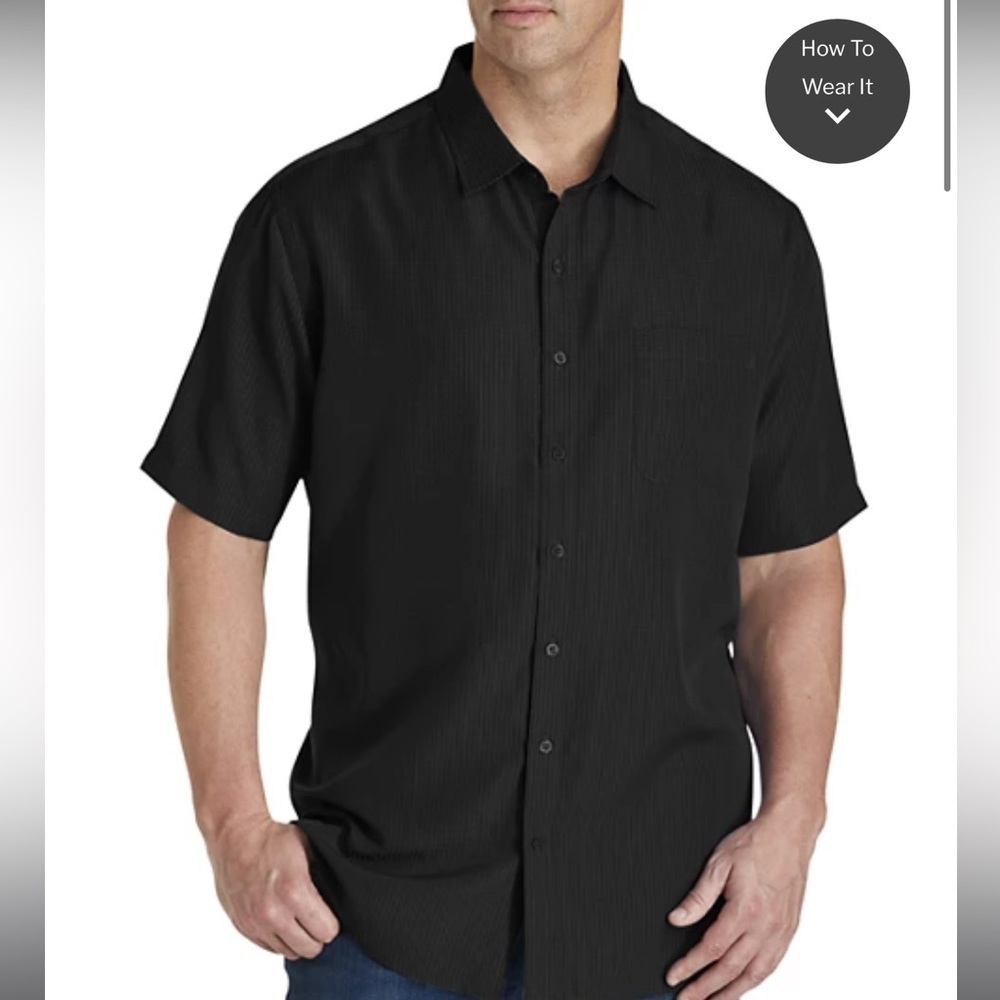 HARBOR BAY MENS BLACK DRESS SHIRT